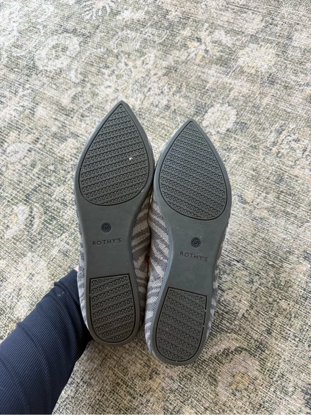 Rothy's The Point Flats Grey Zebra Print Worn Once Casual Knit Women's 8.5
